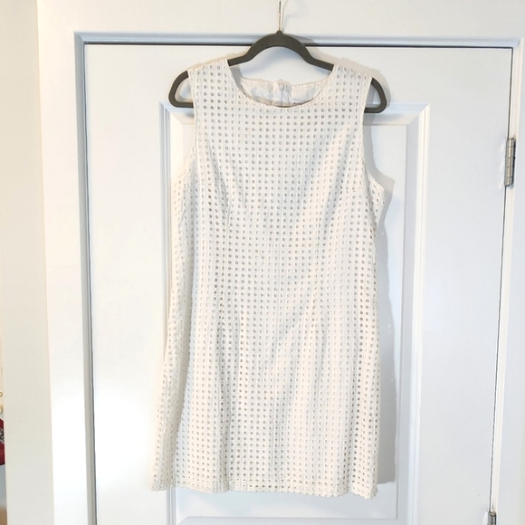 Alfred Sung White Cotton Dress sleevless high neck - Picture 1 of 6
